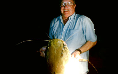 <p>I caught this 75 lb redtail catfish on a handline in Rio Santana, Brazil</p>